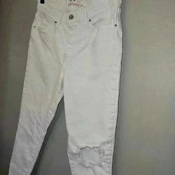 Levi's 721 Women's High Rise Skinny‎ Jean - W30 L30 White, zip fly distressed - Picture 6 of 8